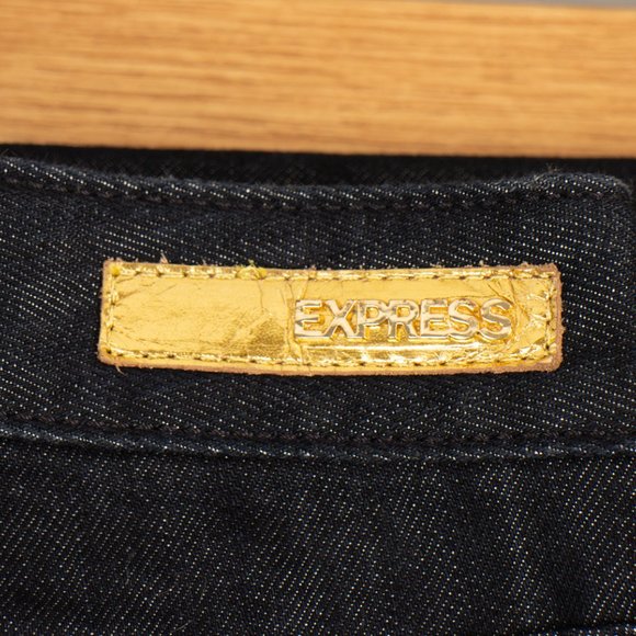 Express Stella Bootleg 8 (32 X 33) Women's Jeans Embellished Black Denim - Picture 2 of 11